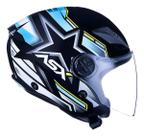 Capacete ASX City Air Pilot Brilho Preto Azul/Amarelo tamanho 56/S