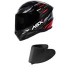 Capacete Asx City Arrow Preto Grafite e Vermelho Mais Viseira Fumê