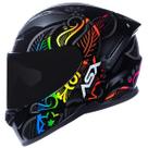 Capacete Asx City Flowers Preto Brilhante Grafite Colorido Esportivo Moto Capacete Asx City Flowers Preto Brilhante Grafite Colorido Esportivo Moto