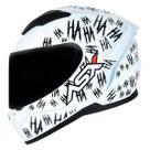 Capacete Asx City Fun Haha Brilho Branco Com Preto Esportivo Moto Capacete Asx City Fun Haha Brilho Branco Com Preto Esportivo Moto