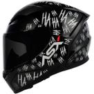 Capacete Asx City Fun HAHA Preto Brilhante Branco Esportivo Moto