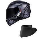 Capacete ASX City Start Preto e Cinza Fosco Mais Viseira Fumê Tamanho:62