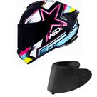 Capacete ASX Draken Pilot Preto Colors Mais Viseira Fumê Capacete ASX Draken Pilot Preto Colors Mais Viseira Fumê