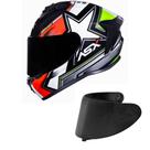 Capacete ASX Draken Pilot Preto Vermelho e Verde Mais Viseira Fumê Capacete ASX Draken Pilot Preto Vermelho e Verde Mais Viseira Fumê