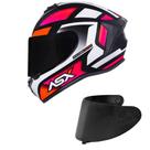 Capacete ASX Draken Spirit Preto Rosa e Branco Mais Viseira Fumê Capacete ASX Draken Spirit Preto Rosa e Branco Mais Viseira Fumê