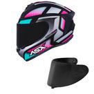 Capacete ASX Draken Spirit Preto Tiffany e Prata Mais Viseira Fumê Capacete ASX Draken Spirit Preto Tiffany e Prata Mais Viseira Fumê