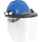 Capacete Azul com aba Frontal e Protetor Facial, Ledan