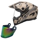 Capacete Bieffe B-Trail Conquest Bege Fosco+Viseira Camaleao