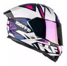 Capacete Bieffe B12 Kf Branco Perola Roxo Viseira Cristal Tamanho 60