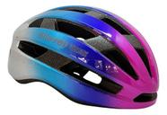 Capacete Bike Speed Mtb Inmold 53-57 Rosa Azul Cinza Elleven Cor Cinza Azul Rosa