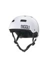 Capacete branco fita preta pro brilho niggli