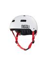 Capacete branco fita vermelha pro brilho niggli