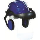 Capacete Com Abafador+Viseira Plastcor Azul