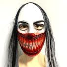 Capacete Cosplay Bloody Mouse, máscara Ghost Face com cabelo