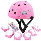 Capacete de bicicleta infantil DINILEMU com conjunto de adesivos e almofadas DIY 3-8Y rosa