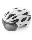 Capacete de bicicleta ROCKBROS com óculos e viseira solar para adultos, branco