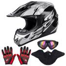 Capacete de motocicleta OUMURS Adult ATV Dirt Bike com óculos de proteção preto Capacete de motocicleta OUMURS Adult ATV Dirt Bike com óculos de proteção preto