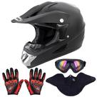 Capacete de motocicleta OUMURS Adult Dirt Bike com óculos, luvas, preto