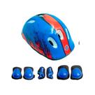 Capacete De Patins Kit Proteção Infantil Esportivo Patins Patinete Bike Skate 7 Pçs Azul e Vermelho Capacete De Patins Kit Proteção Infantil Esportivo Patins Patinete Bike Skate 7 Pçs Azul e Vermelho