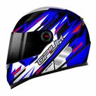 Capacete Ebf Opium Attack Bicolor Branco Azul e Vermelho Brilhante Tamanho:58