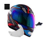 Capacete Ebf Spark Spider Preto Azul Com Narigueira Mais Viseira Camaleão E Adesivo Preto Capacete Ebf Spark Spider Preto Azul Com Narigueira Mais Viseira Camaleão E Adesivo Preto