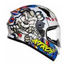 Capacete ebf x troy ff 526 ted branco e azul tifany verde