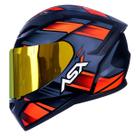 Capacete Fechado ASX City Start Vermelho Brilho com Viseira Colorida Dourada