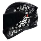 Capacete Fechado Moto Feminino Masculino ASX City Fun HaHaHa com Viseira Fumê V18B