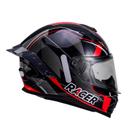 Capacete Fechado Racer1 Rc1 Icone Preto Cinza Vermelho