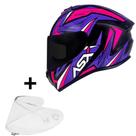 Capacete Feminino Asx Vector Rosa Esportivo + Viseira Fume