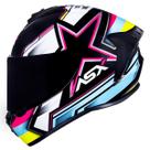 Capacete Feminino Fechado Asx Draken Pilot Azul Rosa Moto