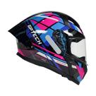 CAPACETE FEMININO GP TECH SENSE MOTION PRETO-AZUL-ROSA tamanho:61