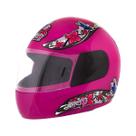 Capacete Feminino Rosa Tamanho 58 ProTork Viseira Cristal Casco Em ABS E Cinta Jugular Com Fecho Revestido Em EPS
