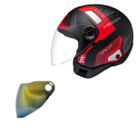 Capacete Freeway Line Up Vermelho Fosco + Viseira Dourada
