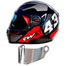 Capacete Fw3 Gtx 43 Grafite Fechado Com Oculos Interno + Viseira Cromada FW3