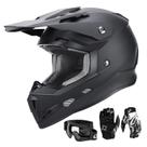 Capacete GLX GX623 DOT para Crianças e Jovens - ATV e Off-Road - Preto Fosco