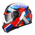 Capacete Gp Tech Fusion Sv A118 Articulado Robocop Azul E Vermelho