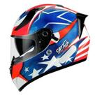 Capacete Gp Tech V128 Com Viseira Solar USA Estados Unidos Azul Vermelho 60 Brilho