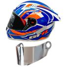 Capacete Gt Racing Bolt Aerofólio Óculos Fw3 Branco + Viseira Cromada FW3