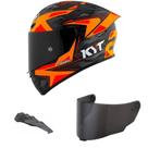 Capacete KYT TT Course Antonelli 2022 Preto e Laranja Mais Viseira Fumê e Spoiler Fumê