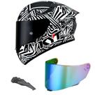 Capacete KYT TT Course Espargaro Winter Test 20 Preto e Branco Fosco Mais Viseira Camaleão e Spoiler Fumê