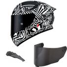 Capacete KYT TT Course Espargaro Winter Test 20 Preto e Branco Fosco Mais Viseira Fumê e Spoiler Fumê Capacete KYT TT Course Espargaro Winter Test 20 Preto e Branco Fosco Mais Viseira Fumê e Spoiler Fumê