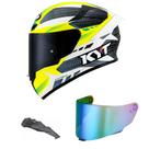 Capacete KYT TT Course Gear Amarelo Mais Viseira Camaleão e Spoiler Fumê