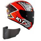 Capacete KYT TT Course Gino Rea Branco e Laranja Mais Viseira Fumê Tamanho:56