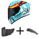 Capacete KYT TT Course Jaume Masia Leopardo Azul Mais Viseira Fumê e Spoiler Fumê