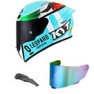 Capacete Kyt Tt Course Leopard Dennis Fogia Mais Viseira Camaleão e Spoiler Fumê Capacete Kyt Tt Course Leopard Dennis Fogia Mais Viseira Camaleão e Spoiler Fumê