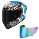 Capacete KYT TT Course Megalodon Azul Mais Viseira Camaleão Tamanho:56