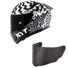 Capacete KYT TT Course Sava Winter Preto e Branco Mais Viseira Fumê Tamanho:62 Capacete KYT TT Course Sava Winter Preto e Branco Mais Viseira Fumê Tamanho:62