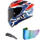 Capacete KYT TT Course Vinales Balance Azul e Laranja Mais Viseira Camaleão e Spoiler Fumê Cor:Azul+LaranjaTamanho:60G