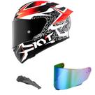 Capacete KYT TT Course Vinales Balance Vermelho Gunmetal Mais Viseira Camaleão e Spoiler Fumê Cor:Preto+VermelhoTamanho